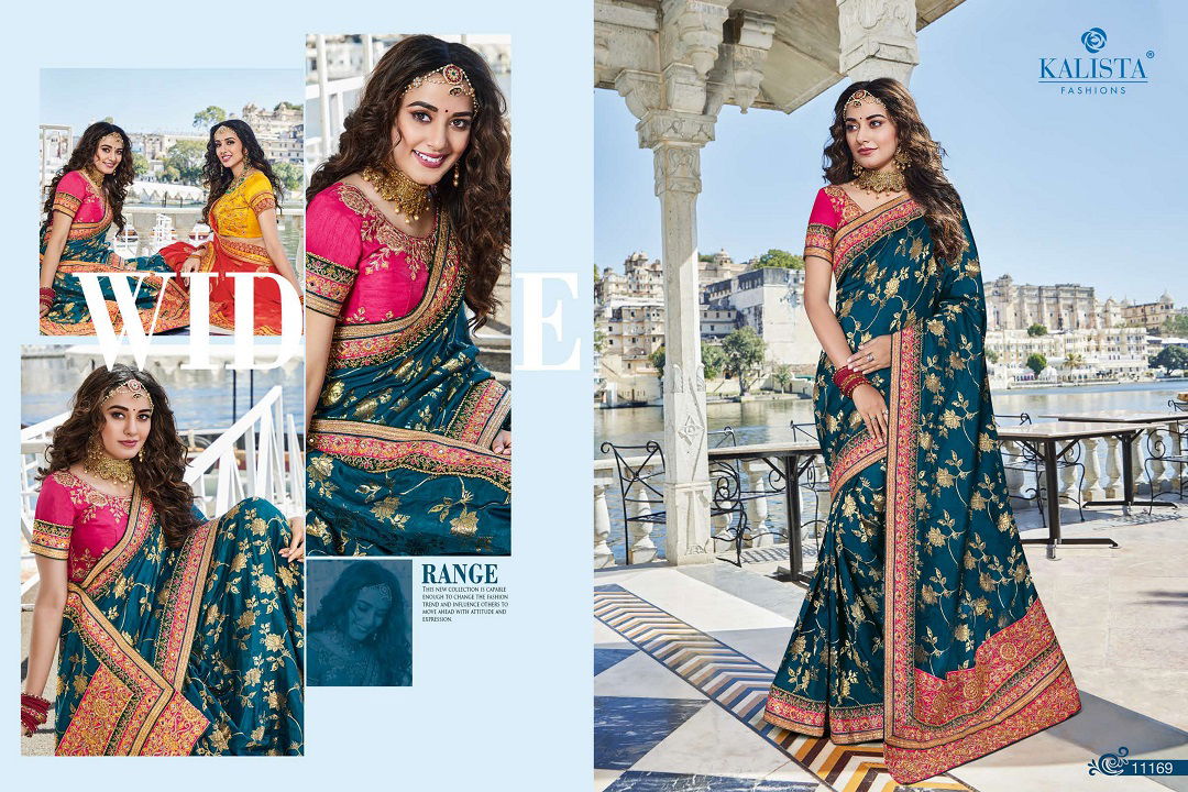 Kalista Kohinoor Gold 2 Heavy Wedding Wear Latest Fancy Vichitra Silk Saree
